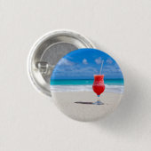 Badge Rond 2,50 Cm Boisson de fraise fraîche sur la plage (Devant & derrière)