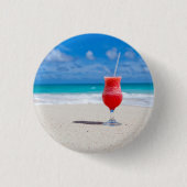 Badge Rond 2,50 Cm Boisson de fraise fraîche sur la plage (Devant)