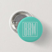 Badge Rond 2,50 Cm Bold Modern | White on aqua (Devant & derrière)