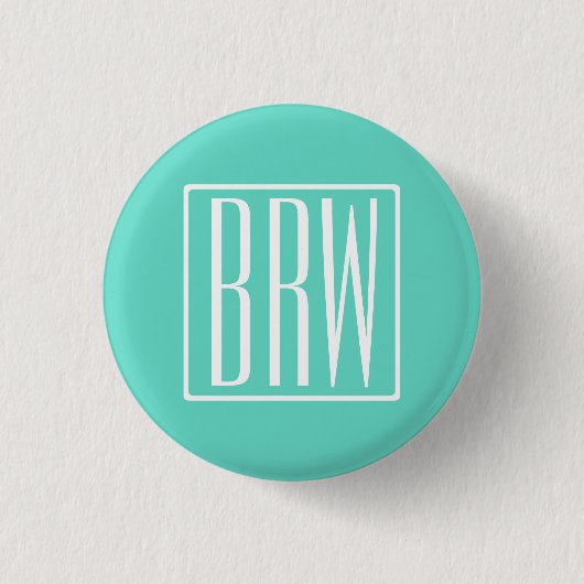 Badge Rond 2,50 Cm Bold Modern | White on aqua (Devant)