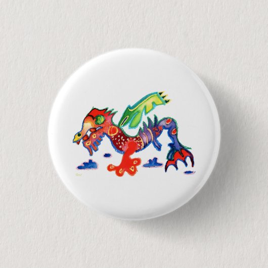 Badge Rond 2,50 Cm Bon Dragon de chance, Drache (Devant)