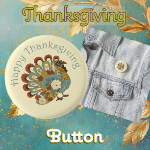 Badge Rond 2,50 Cm Bon thanksgiving jolie Turquie colorée