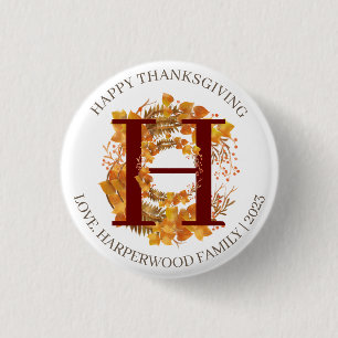 Badge Rond 2,50 Cm Bon thanksgiving simple de récolte d'automne de mo