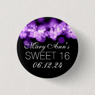 Badge Rond 2,50 Cm Bonbon 16 lumières pourpres de Bokeh de fête