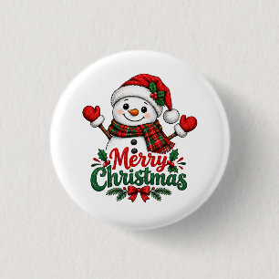Badge Rond 2,50 Cm Bonhomme de neige Joyeux Noël