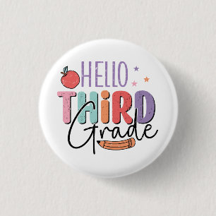 Badge Rond 2,50 Cm Bonjour 3e année de retour à l'école