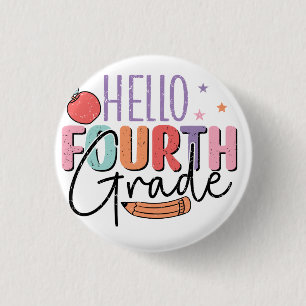 Badge Rond 2,50 Cm Bonjour 4e année de retour à l'école