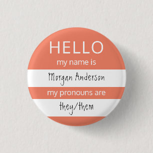 Badge Rond 2,50 Cm BONJOUR Nom et Insigne des pronouns