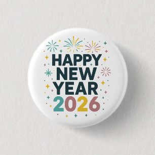 Badge Rond 2,50 Cm Bonne Année 2026 Bright & Fun Design pour Chemises