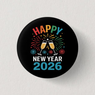 Badge Rond 2,50 Cm Bonne année 2026 Fête drôle de la Saint-Sylvestre