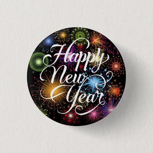 Badge Rond 2,50 Cm Bonne année avec Arrière - plan Fireworks-23756 (Devant)