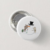 Badge Rond 2,50 Cm Bonne illustration de Noël Snowman (Devant & derrière)