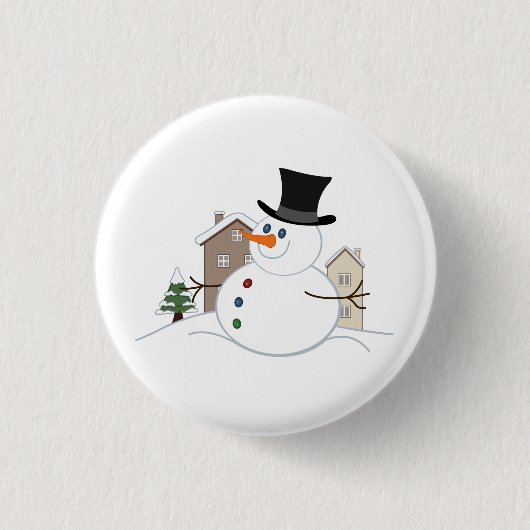 Badge Rond 2,50 Cm Bonne illustration de Noël Snowman (Devant)
