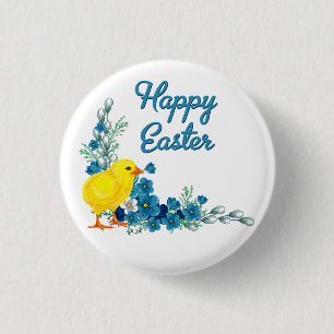 Badge Rond 2,50 Cm Bonne Pâques avec un bébé poussin