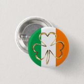 Badge Rond 2,50 Cm Bonne St. Patrick's Day Irlandais Drapeau Shamrock (Devant & derrière)