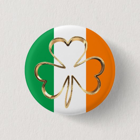 Badge Rond 2,50 Cm Bonne St. Patrick's Day Irlandais Drapeau Shamrock (Devant)
