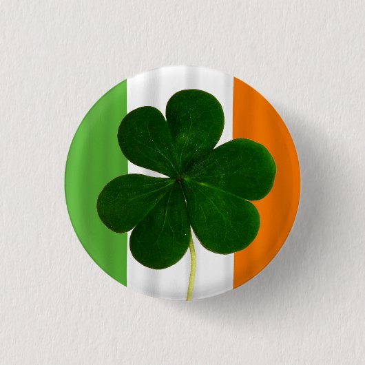 Badge Rond 2,50 Cm Bonne St. Patrick's Day Irlandais Drapeau Shamrock (Devant)