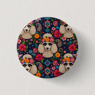 Badge Rond 2,50 Cm Boo22 Artiste Caniche Boho Floral – Caniche Coloré