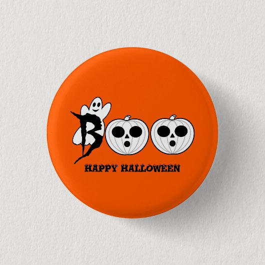 Badge Rond 2,50 Cm BOO ! Bouton du Fantôme d'Halloween (Devant)
