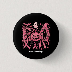 Badge Rond 2,50 Cm Boo Halloween Conscience du cancer du sein Ruban r
