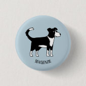 Badge Rond 2,50 Cm Bordure mignonne galloise Collie Sheepdog Nom pers (Devant)