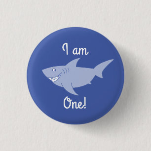 Badge Rond 2,50 Cm Borne de bouton d'anniversaire de requin de bébé