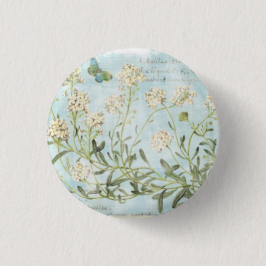 Badge Rond 2,50 Cm Botanique bleu (Devant)