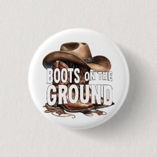 Badge Rond 2,50 Cm Bottes sur le terrain : Vibes de campagne