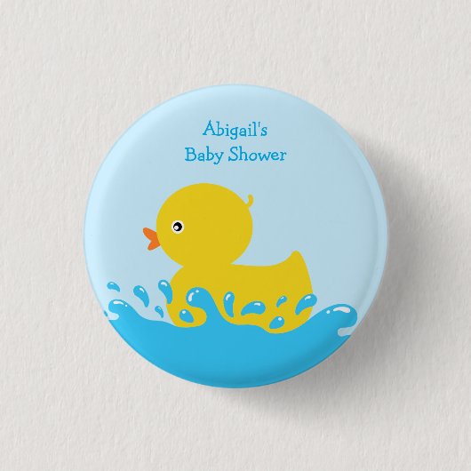 Badge Rond 2,50 Cm Bouchon Bleu Bébé Garçon Douche (Devant)