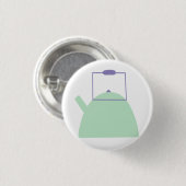 Badge Rond 2,50 Cm Bouilloire à thé vert clair (Devant & derrière)