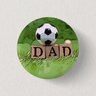 Badge Rond 2,50 Cm Boule de football avec mot DAD pour Fête des pères