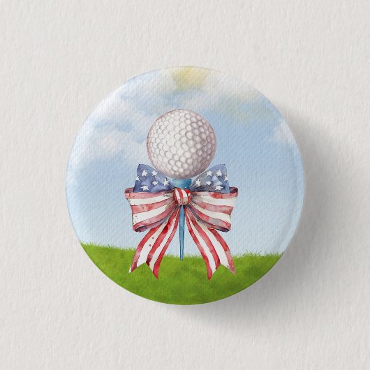 Badge Rond 2,50 Cm Boule de golf avec drapeau d'American Ribbon Water (Devant)