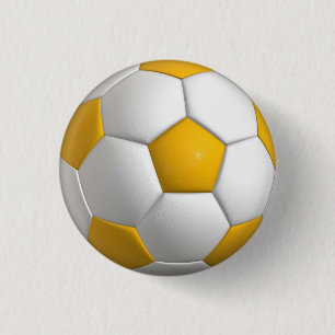 Badge Rond 2,50 Cm Boule de soccer (football) épingle / bouton - or 