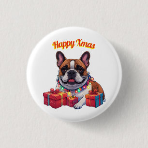 Badge Rond 2,50 Cm Bouledogue français guirlande de Noël