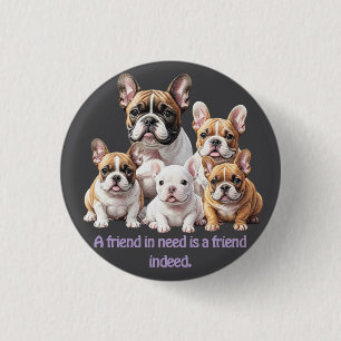 Badge Rond 2,50 Cm Bouledogues français amis amusants Bouledogues