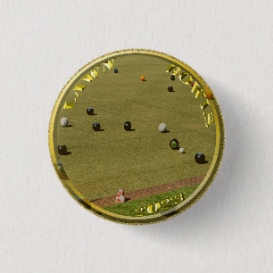Badge Rond 2,50 Cm Boules de pelouse d'or 2023 Conçu pièce, insigne
