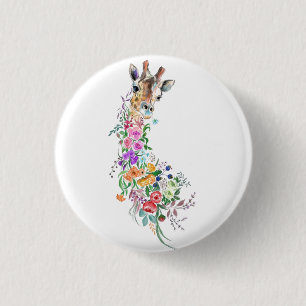 Badge Rond 2,50 Cm Bouquet de fleurs Bouton Giraffe
