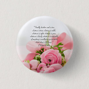 Badge Rond 2,50 Cm Bouquet de rose en pastel de vers de bible de