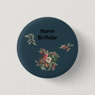 Badge Rond 2,50 Cm Bouquet de tablier tout-en-plan rose