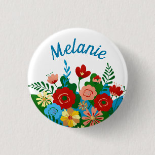 Badge Rond 2,50 Cm Bouquet floral coloré clair Personnalisé