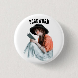 Badge Rond 2,50 Cm Bouquineur,