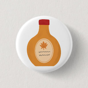 Badge Rond 2,50 Cm Bouteille de sirop d'érable cosy, cadeau de petit-