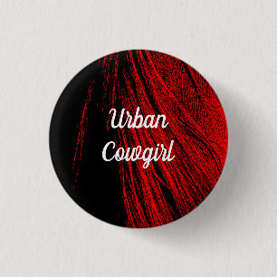 Badge Rond 2,50 Cm Bouton Abstrait Pin de Mane de Cheval Rouge