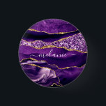 Badge Rond 2,50 Cm Bouton Agate Violet Gold Parties scintillant Votre<br><div class="desc">Agate Violet violet Parties scintillant or Geode Nom personnalisé Marbre étincelant Anniversaire - Anniversaire ou Mariage Cadeau / Fournisseur - Ajouter votre nom - Texte ou Supprimer - Faire votre cadeau spécial - Redimensionner et déplacer ou ajouter du texte / des éléments avec outil de personnalisation. Conception par MIGNED. S'il...</div>