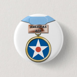 Badge Rond 2,50 Cm Bouton américain de médaille d'as