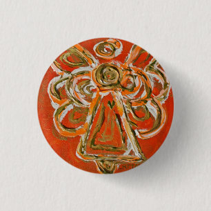 Badge Rond 2,50 Cm Bouton Angel du Gardien orange, broche ou Pendenti