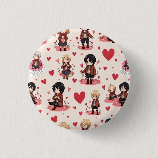 BADGE ROND 2,50 CM BOUTON ANIME JOUR DE VALENTINE (Devant)