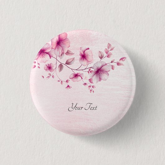 Badge Rond 2,50 Cm Bouton Aquarelle rose Fleurs (Devant)