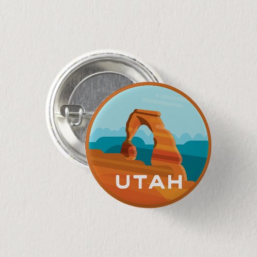 Badge Rond 2,50 Cm Bouton Arc Delicate Utah (Devant & derrière)