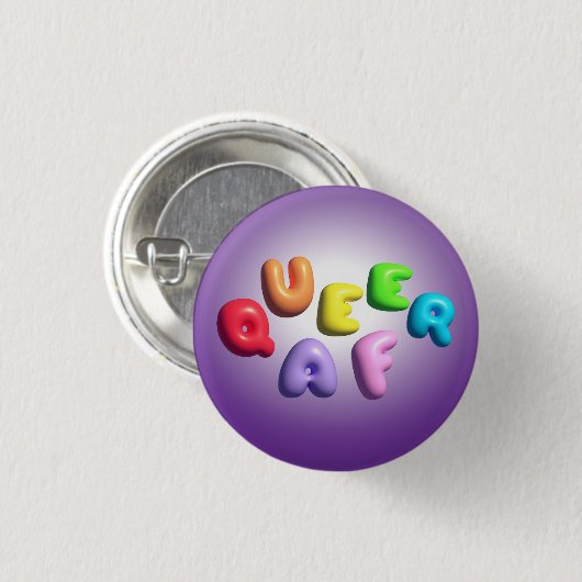 Badge Rond 2,50 Cm Bouton arc-en-ciel 3D Queer AF (Devant & derrière)